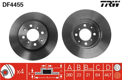 FREN DİSKİ ÖN HAVA KANALLI, BOYALI, 4 BİJON, 260 MM HONDA CIVIC VII HB 1.7 CTDİ 02-05 