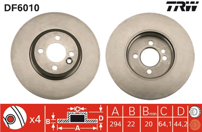 FREN DİSKİ ÖN HAVA KANALLI, BOYALI, 4 BİJON, 294 MM MINI MINI ONE 01-06, COOPER S 04-06, WORKS 03-06, JOHN COOPER WORKS 06-06, MINI CLUBMAN COOPER S 07-14 