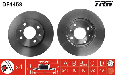 FREN DİSKİ ÖN HAVA KANALLI, BOYALI, 4 BİJON, 241 MM KIA PICANTO 1.0-1.1 04=> 