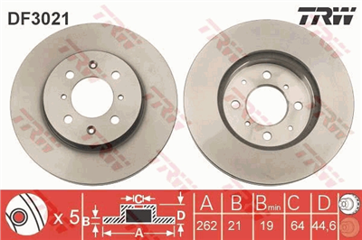 FREN DİSKİ ÖN HAVA KANALLI, BOYALI, 4 BİJON, 262 MM HONDA CIVIC VI HB 1.4-1.5-1.6 İ 95-01, 1.6 VTİ 95-01 