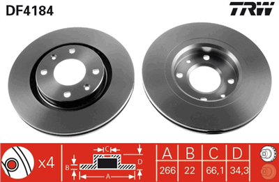 FREN DİSKİ ÖN HAVA KANALLI, BOYALI, 4 BİJON, 266 MM CITROEN BERLINGO .6 16V 00-11, 1.6 HDİ 05-08, 1.9 D 98-05, 2.0 HDİ 99-05, C3 I 1.6 16V 02-10, 1.6 16V HDİ 05=>, C4 I 1.4-1.6 16V 04-11, 1.6 VTİ 08-11, 1.6 THP 08-11, 2.0 16V 04-11, 1.6 HDİ 04-11, 2.
