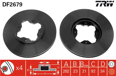 FREN DİSKİ ÖN HAVA KANALLI, BOYALI, 4 BİJON, 282 MM HONDA ACCORD IV 2.2 İ 16V AUTOMATİK 90-93, 2.0 İ 16V 92-93, ACCORD V 1.9 İ 96-98, 2.2 İ VTC 96-98 