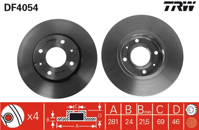 FREN DİSKİ ÖN HAVA KANALLI, BOYALI, 4 BİJON, 281 MM MITSUBISHI CARISMA 1.6 00-06, 1.8 GDİ 00-06, VOLVO S40 I 1.6-1.8 95-03, 1.8 İ 98-03, 1.9 T4 97-00, 2.0 95-03, 2.0 T 97-03, 1.9 TD 95-99, 1.9 DI 99-03, V40 SW 1.6-1.8-2.0 95-04, 1.8 İ 98-04, 2.0 T 97