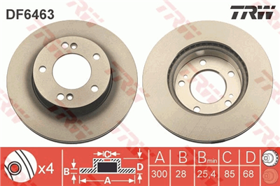 FREN DİSKİ ÖN HAVA KANALLI, BOYALI, 5 BİJON, 300 MM SSANGYONG RODIUS 3.2 05=>, 3.2 4WD 07=>, 2.7 XDİ 05=>, 2.7 XDİ 4WD 05=>, RODIUS II 2.0 XDİ 13=>, 2.0 XDİ 4WD 13=> 