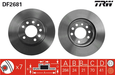 FREN DİSKİ ÖN HAVA KANALLI, BOYALI, 5 BİJON, 284 MM OPEL CALİBRA A 2.0 İ T 4X4 91-97, 2.5 İ V6 93-97 