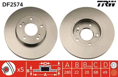 FREN DİSKİ ÖN HAVA KANALLI, BOYALI, 5 BİJON, 280 MM NISSAN CEFİRO II SEDAN 2.0-3.0 94-99, MAXİMA III 3.0 İ 88-94, MAXİMA QX IV 2.0 95-00 
