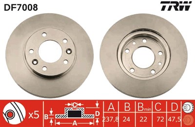FREN DİSKİ ÖN HAVA KANALLI, BOYALI, 5BİJON, 274 MM KIA CARNIVAL I 2.5 V6 99-01, 2.9 TDİ 99-01, CARNIVAL II 2.9 TDİ 99-07 