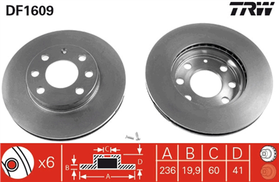 FREN DİSKİ ÖN HAVA KANALLI, BOYALI, 6 BİJON, 236 MM OPEL ASTRA F 1.4 Sİ 92-98, 1.4 92-98, 1.4 İ 16V 96-98, 1.6 İ 92-98, 1.6 95-98, 1.6 Sİ 92-94, 1.7 D 92-98, 1.7 TD 94-98, CORSA B 1.2 İ 16V 98-00, 1.4 İ 93-00, 1.4 Sİ 93-00, 1.4 İ 16V 94-00 