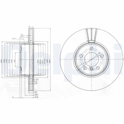 FREN DİSKİ (TEKLİ PAKET) - BOYALI, DELİKLİ ÖN LAND ROVER RANGE ROVER 02/2002 > 07/2012 