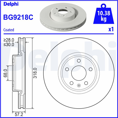 FREN DİSKİ (TEKLİ PAKET) - BOYALI, DELİKLİ ÖN AUDI A4, A5 05/2015 > 
