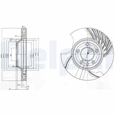 FREN DİSKİ (TEKLİ PAKET) DELİKLİ ÖN; SOL AUDI // PORSCHE // VW; Q7 // CAYENNE // TOUAREG 10/2002 > 