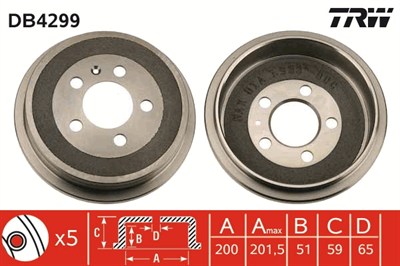 FREN KAMPANASI ARKA VOLKSWAGEN FOX HB 1.2 05-11, 1.4 05-09, 1.4 TDİ 05-09, POLO 1.2-1.4 02-09, 1.2-1.4 16V 01-09, 1.4 FSİ 02-06, 1.4-1.9 TDİ 01-09, 1.9 SDİ 01-09 