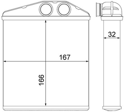 KALORİFER RADYATÖRÜ 170x160 OPEL CORSA C 1.2 00-09, 1.4-1.8 00-09, 1.3 CDTI 03-09, 1.7 DTI 00-09, 1.7 CDTI 03-09, TIGRA TWINTOP 1.4-1.8 04-10, 1.3 CDTI 04-10 
