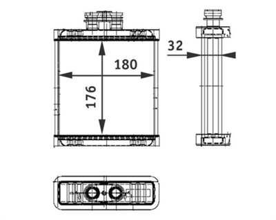 KALORİFER RADYATÖRÜ 180x176x32 VOLKSWAGEN 1.2 02-09, 1.2 12V 01-09, 1.4 16V 01-09, 1.4 02-09, 1.4 16V 01-08, 1.6 16V 06-09, 1.4 TDI 01-09, 1.9 TDI 01-09, SAT CORDOBA 1.2 02-06, 1.2 12V 06-09, 1.4 16V 02-09, 1.6 03-09, 1.4 TDI 02-09, 1.9 TDI 02-09, SK