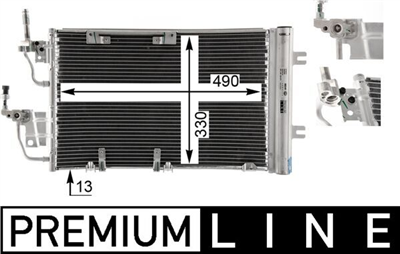 KLİMA RADYATÖRÜ 488x331x16 OPEL ASTRA H 2.0 T 05-10, 1.3 CDTI 05-10, 1.7 CDTI 07-14, 1.9 CDTI 05-10, ZAFIRA B 1.7 CDTI VAN 08-15 