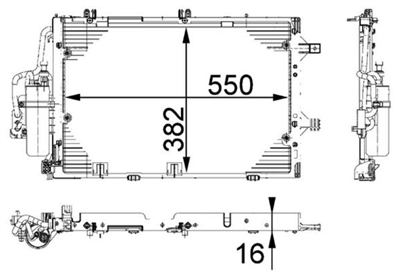 KLİMA RADYATÖRÜ 540x382x16 OPEL CORSA C 1.0 03-09, 1.2 TWINPORT 04-09, 1.4 TWINPORT 03-09, 1.3 CDTI 03-09, 1.7 DI 00-09, 1.7 DTI 00-09, TIGRA TWINTOP 1.4 04-10, 1.3 CDTI 04-10 