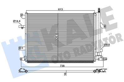 KLİMA RADYATÖRÜ ( KONDENSER ) KURUTUCULU AL/AL VOLVO S70-V70 2.4D-2.4I 20V-2.4T 00=> S80 2.0T-2.3T-2.4I 20V-2.4T 98=> (632x440x16) 