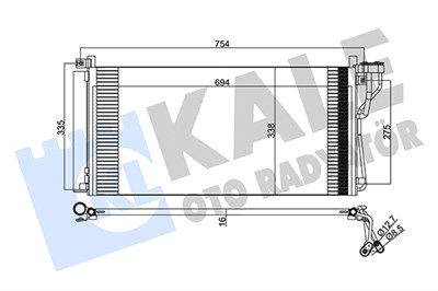 KLİMA RADYATÖRÜ ( KONDENSER ) KURUTUCULU AL/AL HYUNDAI SONATA V 2.4-3.3 05-10, KIA MAGENTIS 2.0-2.7 05=> (693x341x16) 