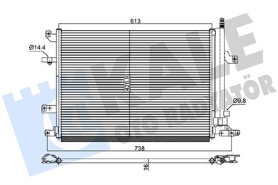 KLİMA RADYATÖRÜ ( KONDENSER ) KURUTUCULU AL/AL VOLVO S70-V70 2.4D-2.4I 20V-2.4T 00=> S80 2.0T-2.3T-2.4I 20V-2.4T 98=> (632x440x16) 
