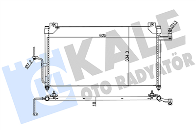 KLİMA RADYATÖRÜ ( KONDENSER ) KURUTUCULU AL/AL MAZDA 323 F VI 1.4-1.6 01-04, 1.4 16V 98-01, 1.5 16V 98-01, S VI 1.3 01-04, 1.3-1.5 16V 98-01, 1.6 01-04 (625x338x16) 