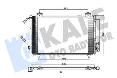 KLİMA RADYATÖRÜ ( KONDENSER ) KURUTUCULU AL/AL TOYOTA COROLLA 630x382x16MM 