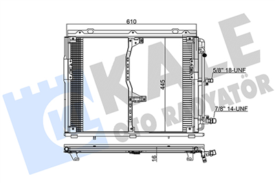 KLİMA RADYATÖRÜ ( KONDENSER ) KURUTUCULU AL/AL MERCEDES-BENZ S SERİSİ W140 91-98, COUPE C140 92-99 (630x455x16) 