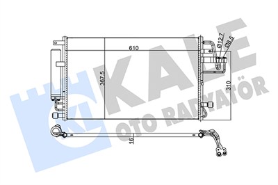 KLİMA RADYATÖRÜ ( KONDENSER ) KURUTUCULU AL/AL HYUNDAI TUCSON 2.0 CRDI 04-10, SONATA 2.4-3.3 05=> (610x375x16) 
