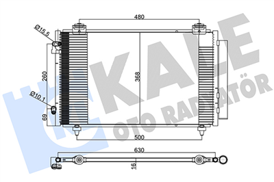 KLİMA RADYATÖRÜ ( KONDENSER ) KURUTUCULU AL/AL TOYOTA COROLLA 608x347x16MM 