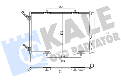 KLİMA RADYATÖRÜ ( KONDENSER ) KURUTUCULU AL/AL PEUGEOT 207, 1007, CITROEN C2, C3, C3 II 1.6 HDI 2005-2010 538X, 368X, 16MM 