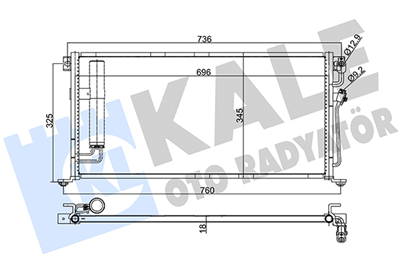 KLİMA RADYATÖRÜ ( KONDENSER ) KURUTUCULU MITSUBISHI LANCER VII 1.3-2.0 03-13 (696x338x16) 