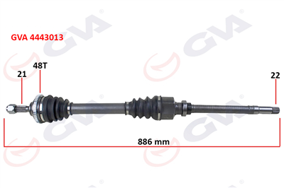KOMPLE AKS SAĞ PEUGEOT P206 1.6i TU5 98>06 21x22x48T 886mm ABS Lİ