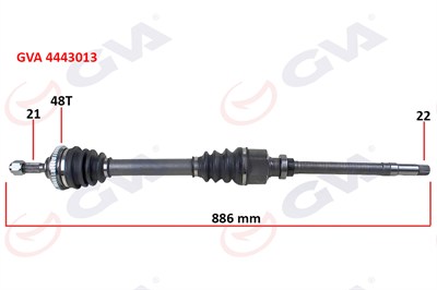 KOMPLE AKS SAĞ PEUGEOT P206 1.6i TU5 98>06 21x22x48T 886mm ABS Lİ