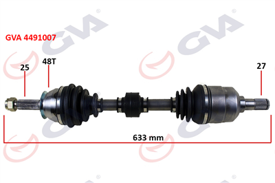 KOMPLE AKS SOL HYUNDAI ACCENT ERA 1.5L D4FA CRDi 06-10 ABS li 25x27 - ABS 48 diş komple boy 633mm