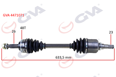 KOMPLE AKS SOL TOYOTA COROLLA 1.4L 1.6L 4ZZ-FE 3ZZ-FE ZZE120 ZZE121 VVTi 02-06 ABS li 26x23 - ABS 48 diş komple boy 633.5mm