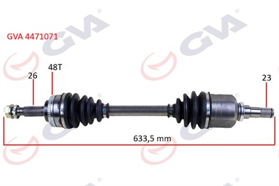 KOMPLE AKS SOL TOYOTA COROLLA 1.4L 1.6L 4ZZ-FE 3ZZ-FE ZZE120 ZZE121 VVTi 02-06 ABS li 26x23 - ABS 48 diş komple boy 633.5mm