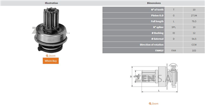MARŞ DİŞLİSİ 10 DİŞ VOLKSWAGEN PASSAT 1.9 TDI / SEAT 1.9 TDI (CCW)