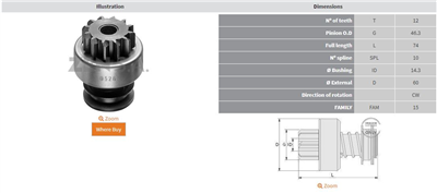 MARŞ DİŞLİSİ 12 DİŞ FORD FT80 - FT100 - FT120 - FT130 - FT160 - FT190 - TRANSIT 2.5 D - TD 