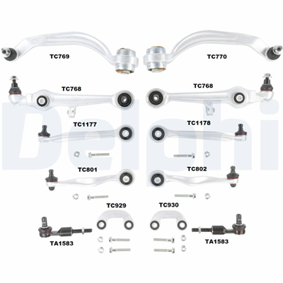 ÖN TAKIM KİTİ ALÜMİNYUM AUDI A4 1.6 94-00, 1.8 94-00, 1.8 QUATTRO 95-00, 1.8 T 95-00, 2.4 97-00, 2.4 QUATTRO 97-00, 1.9 tdı 95-00, VOLKWAGEN PASSAT 1.6 96-00, 1.8 t 96-00, 2.0 00-00, 2.3 VR5 96-00, 2.8 V6 97-99, 1.9 TDI 96-00, 1.9 TDI 96-00, 2.5 TDI 