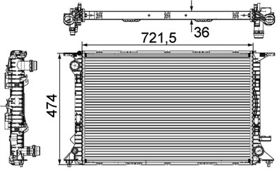 RADYATÖR AUDI A4 3.2 FSI 08-12, 3.2 FSI QUATTRO 07-12, 2.7 TDI 07-12, 3.0 TDI 11-15, 3.0 TDI QUATTRO 07-15, A5 S5 QUATTRO 11-17, 2.7 TDI 07-12, 3.0 TDI 11-17, 3.0 TDI QUATTRO 07-17, A6 2.8 FSI 10-15, 2.8 FSI QUATTRO 10-18, 3.0 TFSI QUATTRO 11-18, 3.0