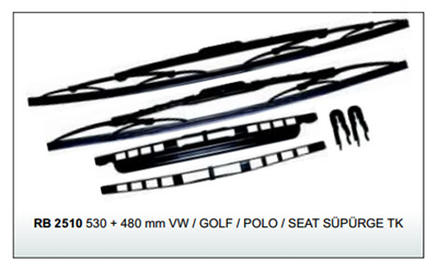 SİLECEK SÜPÜRGESİ 530MM+480MM RB2510 VWGOLF-POLO - SEAT TAKIM 