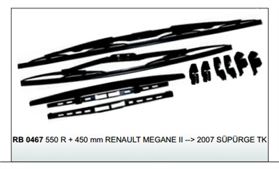 SİLECEK SÜPÜRGESİ 550MM+450MM RB0467 RENAULT MEGANE II 07> 