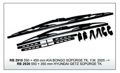 SİLECEK SÜPÜRGESİ 550MM+450MM RB2910 KIA BONGO YENİ MODEL 05> 
