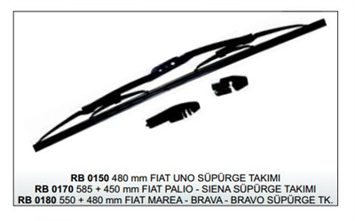 SİLECEK SÜPÜRGESİ 550MM+480MM RB0180 FIAT MAREABRAVABRAVO TAKIM 