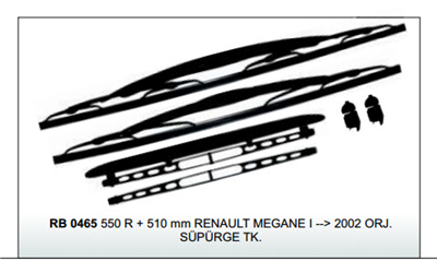 SİLECEK SÜPÜRGESİ 550MM+510MM RB0465 RENAULT MEGANE 02> TAKIM 