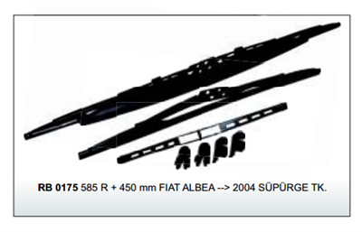 SİLECEK SÜPÜRGESİ 585MM+450MM RB0175 FIAT ALBEA 04> TAKIM 