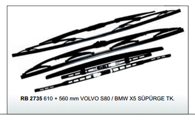 SİLECEK SÜPÜRGESİ 610MM+560M RB2735 VOLVO S80 - BMW X5 TAKIM 