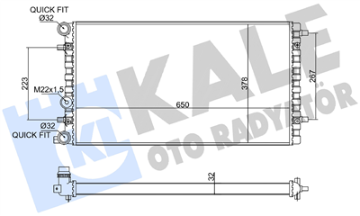 SU RADYATÖRÜ AL/MKNK VOLKSWAGEN NEW BEETLE 1,4/1,6/1,8/1,9/2,0/1,9TDI 99-10 (648X378X34) 