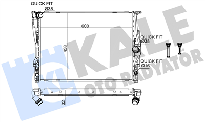 SU RADYATÖRÜ AL/PL/BRZ BMW 1 (E81) , 1 (E82) , 1 (E87) , 1 (E88) , 3 (E90) , 3 (E91) , 3 (E92) , 3 (E93) , X1 (E84) , Z4 (E89) MT 600X458X30MM 04=> 