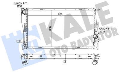 SU RADYATÖRÜ AL/PL/BRZ BMW 1 (E81-E82-E87-E88), 3 (E90-E91-E92-E93), X1 (E84), Z4 (E89) 601x338x32MM 
