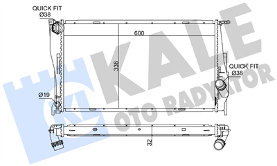SU RADYATÖRÜ AL/PL/BRZ BMW 1 (E81-E82-E87-E88), 3 (E90-E91-E92-E93), X1 (E84), Z4 (E89) 601x338x32MM 